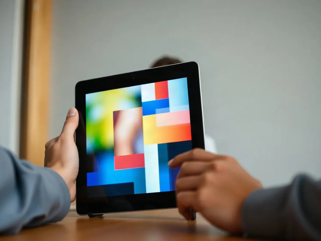 A tablet propped at an angle