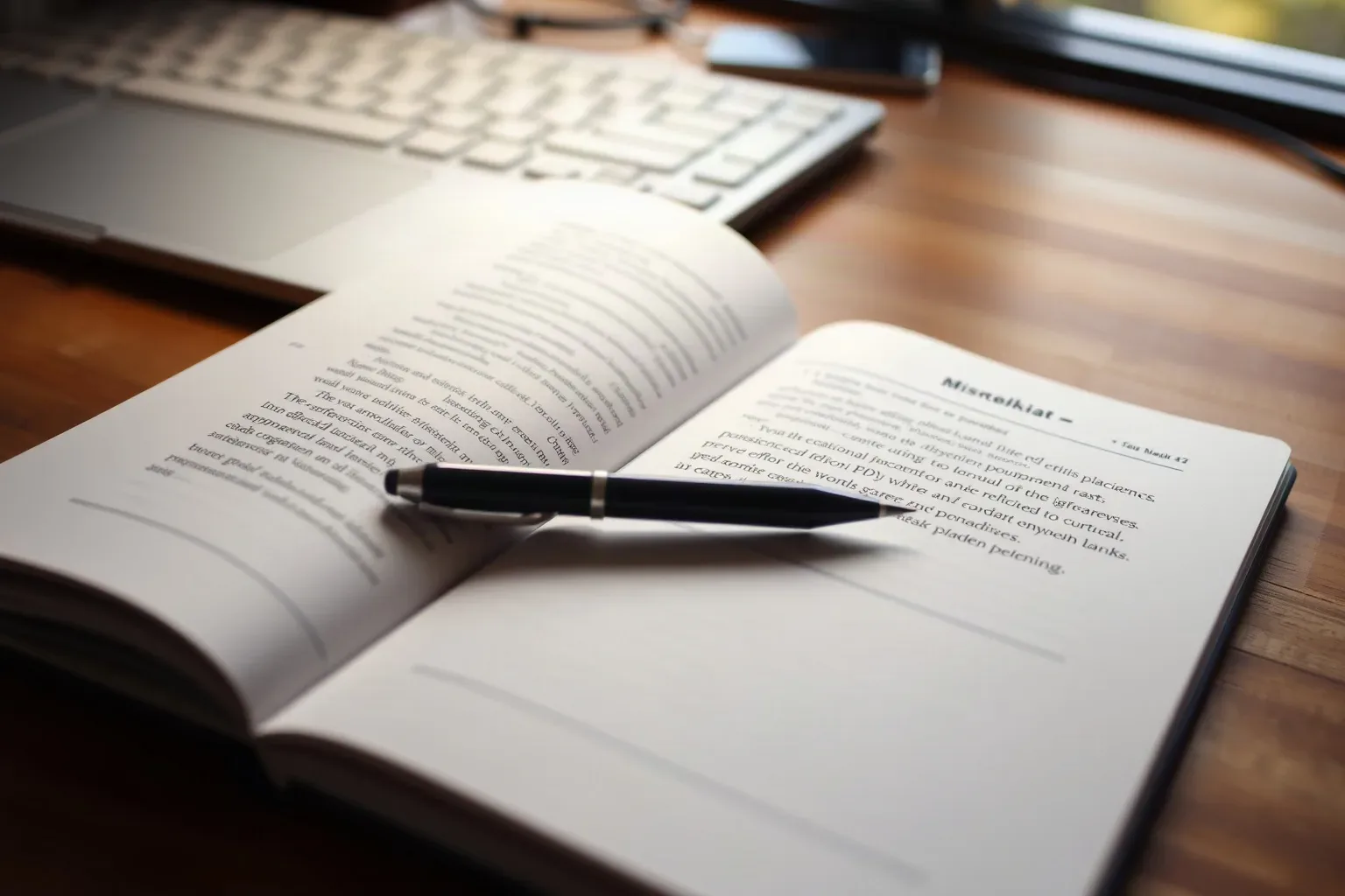 Spiral notebook lying open beside a keyboard